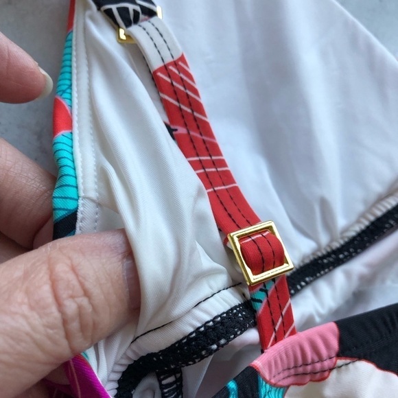 La Blanca Floral Plunge Knot Detail Tankini Top Pink Multicolored Size 4 - Picture 13 of 14